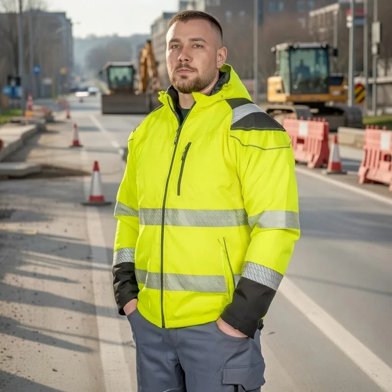 High-Visibility Softshelljacke in Warngelb